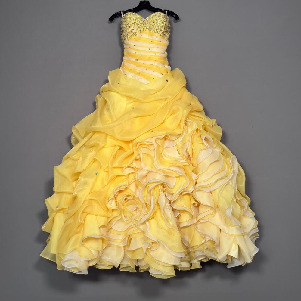 MARY’S Yellow Princess Ball Gown Prom Quinceañera Formal Dress Size 6